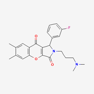 molecular formula C24H25FN2O3 B2992867 2-(3-(Dimethylamino)propyl)-1-(3-fluorophenyl)-6,7-dimethyl-1,2-dihydrochromeno[2,3-c]pyrrole-3,9-dione CAS No. 886163-79-7