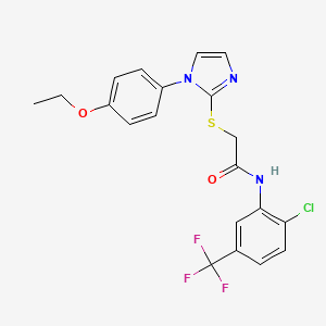 molecular formula C20H17ClF3N3O2S B2992868 N-(2-chloro-5-(trifluoromethyl)phenyl)-2-((1-(4-ethoxyphenyl)-1H-imidazol-2-yl)thio)acetamide CAS No. 688336-23-4