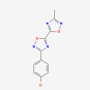 molecular formula C11H7BrN4O2 B2992869 3-(4-Bromophenyl)-3'-methyl-5,5'-bi-1,2,4-oxadiazole CAS No. 1775323-62-0
