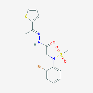 molecular formula C15H16BrN3O3S2 B299287 N-(2-bromophenyl)-N-(2-oxo-2-{2-[1-(2-thienyl)ethylidene]hydrazino}ethyl)methanesulfonamide 