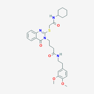 molecular formula C30H38N4O5S B2992873 4-(2-((2-(cyclohexylamino)-2-oxoethyl)thio)-4-oxoquinazolin-3(4H)-yl)-N-(3,4-dimethoxyphenethyl)butanamide CAS No. 422282-60-8