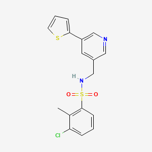 molecular formula C17H15ClN2O2S2 B2992876 3-氯-2-甲基-N-((5-(噻吩-2-基)吡啶-3-基)甲基)苯磺酰胺 CAS No. 2034598-55-3