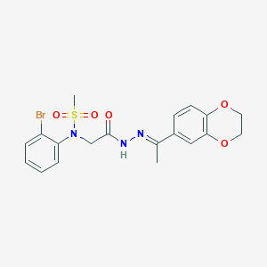 molecular formula C19H20BrN3O5S B299288 N-(2-bromophenyl)-N-(2-{2-[1-(2,3-dihydro-1,4-benzodioxin-6-yl)ethylidene]hydrazino}-2-oxoethyl)methanesulfonamide 