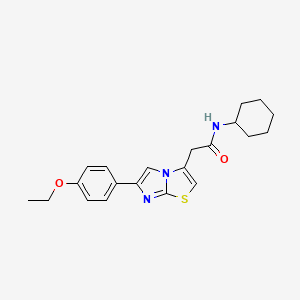 molecular formula C21H25N3O2S B2992880 N-cyclohexyl-2-(6-(4-ethoxyphenyl)imidazo[2,1-b]thiazol-3-yl)acetamide CAS No. 897461-59-5