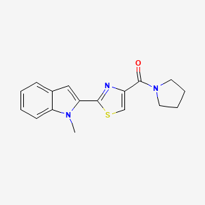 molecular formula C17H17N3OS B2992888 (2-(1-methyl-1H-indol-2-yl)thiazol-4-yl)(pyrrolidin-1-yl)methanone CAS No. 1172821-83-8