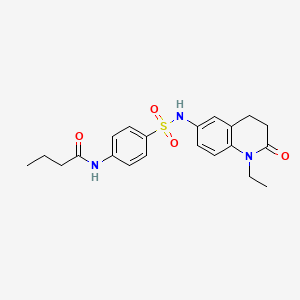 molecular formula C21H25N3O4S B2992889 N-(4-(N-(1-ethyl-2-oxo-1,2,3,4-tetrahydroquinolin-6-yl)sulfamoyl)phenyl)butyramide CAS No. 921888-84-8