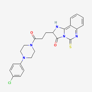 molecular formula C23H22ClN5O2S B2992894 2-{3-[4-(4-chlorophenyl)piperazin-1-yl]-3-oxopropyl}-5-thioxo-5,6-dihydroimidazo[1,2-c]quinazolin-3(2H)-one CAS No. 1028685-05-3
