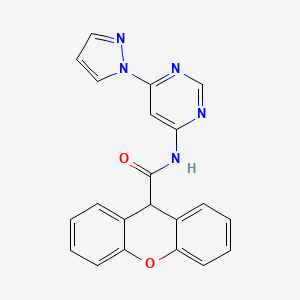 molecular formula C21H15N5O2 B2992898 N-(6-(1H-吡唑-1-基)嘧啶-4-基)-9H-呫吨-9-甲酰胺 CAS No. 1797611-33-6