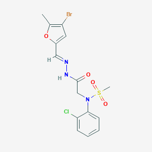 molecular formula C15H15BrClN3O4S B299290 N-(2-{2-[(4-bromo-5-methyl-2-furyl)methylene]hydrazino}-2-oxoethyl)-N-(2-chlorophenyl)methanesulfonamide 