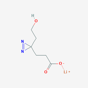 molecular formula C6H9LiN2O3 B2992904 锂；3-[3-(2-羟乙基)二氮杂环丙-3-基]丙酸酯 CAS No. 2490412-91-2