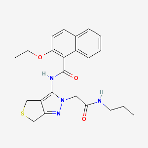 molecular formula C23H26N4O3S B2992905 2-乙氧基-N-(2-(2-氧代-2-(丙胺)乙基)-4,6-二氢-2H-噻吩并[3,4-c]吡唑-3-基)-1-萘酰胺 CAS No. 1105203-29-9