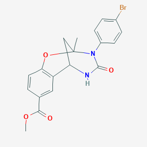 molecular formula C19H17BrN2O4 B2992906 methyl 3-(4-bromophenyl)-2-methyl-4-oxo-3,4,5,6-tetrahydro-2H-2,6-methanobenzo[g][1,3,5]oxadiazocine-8-carboxylate CAS No. 899986-70-0
