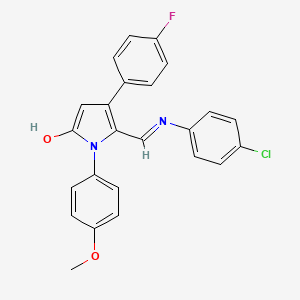 molecular formula C24H18ClFN2O2 B2992907 5-[(4-chloroanilino)methylene]-4-(4-fluorophenyl)-1-(4-methoxyphenyl)-1,5-dihydro-2H-pyrrol-2-one CAS No. 338793-35-4