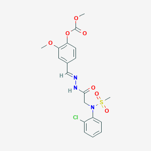molecular formula C19H20ClN3O7S B299291 4-(2-{[2-Chloro(methylsulfonyl)anilino]acetyl}carbohydrazonoyl)-2-methoxyphenyl methyl carbonate 