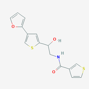 molecular formula C15H13NO3S2 B2992912 N-[2-[4-(Furan-2-yl)thiophen-2-yl]-2-hydroxyethyl]thiophene-3-carboxamide CAS No. 2380070-78-8