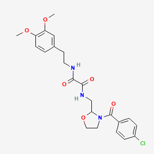 molecular formula C23H26ClN3O6 B2992919 N1-((3-(4-chlorobenzoyl)oxazolidin-2-yl)methyl)-N2-(3,4-dimethoxyphenethyl)oxalamide CAS No. 874805-02-4