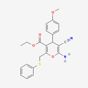 ethyl 6-amino-5-cyano-4-(4-methoxyphenyl)-2-[(phenylsulfanyl)methyl]-4H-pyran-3-carboxylate