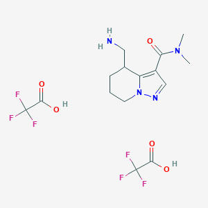 molecular formula C15H20F6N4O5 B2992926 4-(Aminomethyl)-N,N-dimethyl-4,5,6,7-tetrahydropyrazolo[1,5-a]pyridine-3-carboxamide;2,2,2-trifluoroacetic acid CAS No. 2241139-80-8