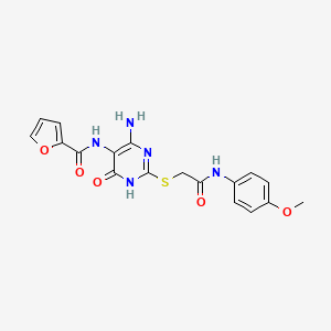 molecular formula C18H17N5O5S B2992929 N-(4-amino-2-((2-((4-methoxyphenyl)amino)-2-oxoethyl)thio)-6-oxo-1,6-dihydropyrimidin-5-yl)furan-2-carboxamide CAS No. 868226-26-0