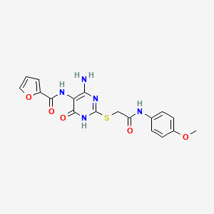 molecular formula C18H17N5O5S B2992929 N-(4-氨基-2-((2-((4-甲氧基苯基)氨基)-2-氧代乙基)硫代)-6-氧代-1,6-二氢嘧啶-5-基)呋喃-2-甲酰胺 CAS No. 868226-26-0