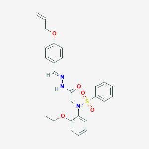 molecular formula C26H27N3O5S B299294 N-(2-{2-[4-(allyloxy)benzylidene]hydrazino}-2-oxoethyl)-N-(2-ethoxyphenyl)benzenesulfonamide 