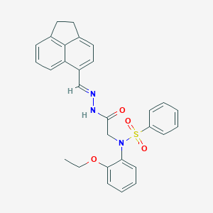 molecular formula C29H27N3O4S B299296 N-{2-[2-(1,2-dihydro-5-acenaphthylenylmethylene)hydrazino]-2-oxoethyl}-N-(2-ethoxyphenyl)benzenesulfonamide 