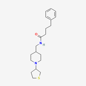 molecular formula C20H30N2OS B2992966 4-phenyl-N-((1-(tetrahydrothiophen-3-yl)piperidin-4-yl)methyl)butanamide CAS No. 2034475-68-6