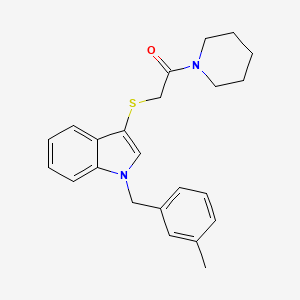 molecular formula C23H26N2OS B2992972 2-[1-[(3-Methylphenyl)methyl]indol-3-yl]sulfanyl-1-piperidin-1-ylethanone CAS No. 681275-74-1