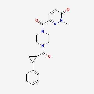 2-methyl-6-(4-(2-phenylcyclopropanecarbonyl)piperazine-1-carbonyl)pyridazin-3(2H)-one