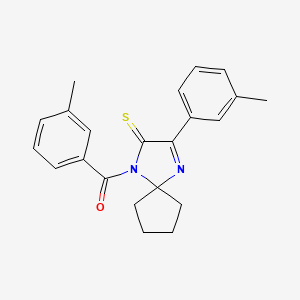 molecular formula C22H22N2OS B2992988 (2-Thioxo-3-(m-tolyl)-1,4-diazaspiro[4.4]non-3-en-1-yl)(m-tolyl)methanone CAS No. 1223864-87-6