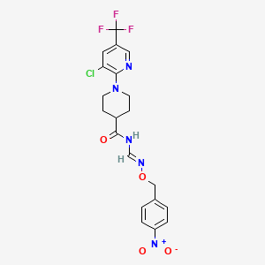 molecular formula C20H19ClF3N5O4 B2993019 1-[3-chloro-5-(trifluoromethyl)-2-pyridinyl]-N-({[(4-nitrobenzyl)oxy]amino}methylene)-4-piperidinecarboxamide CAS No. 337919-72-9