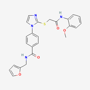 molecular formula C24H22N4O4S B2993024 N-(2-呋喃基甲基)-4-[2-({2-[(2-甲氧基苯基)氨基]-2-氧代乙基}硫代)-1H-咪唑-1-基]苯甲酰胺 CAS No. 1207037-57-7