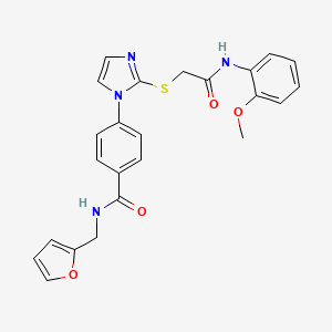 molecular formula C24H22N4O4S B2993024 N-[(furan-2-yl)methyl]-4-[2-({[(2-methoxyphenyl)carbamoyl]methyl}sulfanyl)-1H-imidazol-1-yl]benzamide CAS No. 1207037-57-7