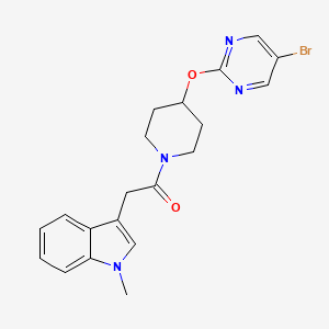 molecular formula C20H21BrN4O2 B2993026 1-[4-(5-Bromopyrimidin-2-yl)oxypiperidin-1-yl]-2-(1-methylindol-3-yl)ethanone CAS No. 2380187-73-3
