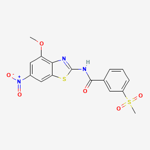 molecular formula C16H13N3O6S2 B2993031 N-(4-甲氧基-6-硝基苯并[d]噻唑-2-基)-3-(甲基磺酰基)苯甲酰胺 CAS No. 896283-15-1