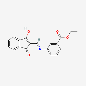 molecular formula C19H15NO4 B2993032 3-(((1,3-二氧代茚满-2-亚甲基)甲基)氨基)苯甲酸乙酯 CAS No. 497061-07-1