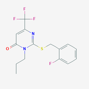 molecular formula C15H14F4N2OS B2993037 2-[(2-氟苄基)硫烷基]-3-丙基-6-(三氟甲基)-4(3H)-嘧啶酮 CAS No. 860609-24-1
