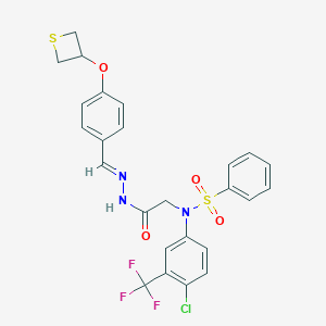 molecular formula C25H21ClF3N3O4S2 B299304 N-[4-chloro-3-(trifluoromethyl)phenyl]-N-(2-oxo-2-{2-[4-(3-thietanyloxy)benzylidene]hydrazino}ethyl)benzenesulfonamide 