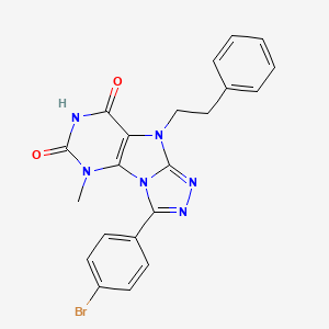 molecular formula C21H17BrN6O2 B2993045 3-(4-溴苯基)-5-甲基-9-苯乙基-5H-[1,2,4]三唑并[4,3-e]嘌呤-6,8(7H,9H)-二酮 CAS No. 921829-70-1