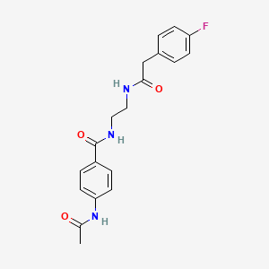 molecular formula C19H20FN3O3 B2993051 4-acetamido-N-(2-(2-(4-fluorophenyl)acetamido)ethyl)benzamide CAS No. 1021026-89-0