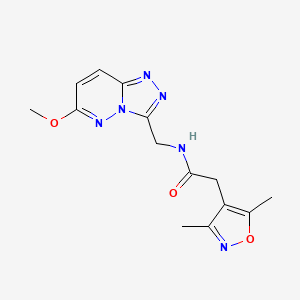 molecular formula C14H16N6O3 B2993054 2-(3,5-dimethylisoxazol-4-yl)-N-((6-methoxy-[1,2,4]triazolo[4,3-b]pyridazin-3-yl)methyl)acetamide CAS No. 2034416-35-6