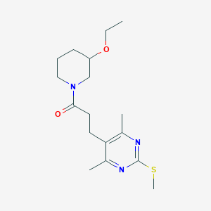 molecular formula C17H27N3O2S B2993060 3-[4,6-Dimethyl-2-(methylsulfanyl)pyrimidin-5-yl]-1-(3-ethoxypiperidin-1-yl)propan-1-one CAS No. 1241202-81-2