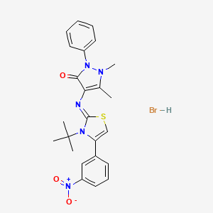 (Z)-4-((3-(tert-butyl)-4-(3-nitrophenyl)thiazol-2(3H)-ylidene)amino)-1,5-dimethyl-2-phenyl-1H-pyrazol-3(2H)-one hydrobromide