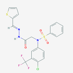 molecular formula C20H15ClF3N3O3S2 B299307 N-[4-chloro-3-(trifluoromethyl)phenyl]-N-{2-oxo-2-[2-(2-thienylmethylene)hydrazino]ethyl}benzenesulfonamide 