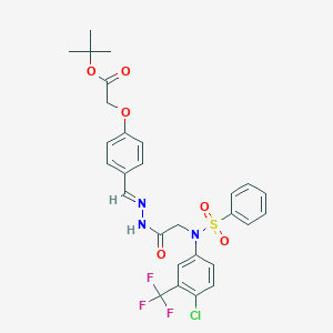 molecular formula C28H27ClF3N3O6S B299308 Tert-butyl [4-(2-{[4-chloro(phenylsulfonyl)-3-(trifluoromethyl)anilino]acetyl}carbohydrazonoyl)phenoxy]acetate 