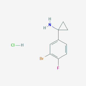 molecular formula C9H10BrClFN B2993084 1-(3-Bromo-4-fluorophenyl)cyclopropan-1-amine;hydrochloride CAS No. 2287283-88-7