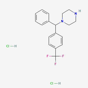 molecular formula C18H21Cl2F3N2 B2993086 1-(Phenyl(4-(trifluoromethyl)phenyl)methyl)piperazine dihydrochloride CAS No. 1189493-88-6
