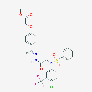 molecular formula C25H21ClF3N3O6S B299309 Methyl [4-(2-{[4-chloro(phenylsulfonyl)-3-(trifluoromethyl)anilino]acetyl}carbohydrazonoyl)phenoxy]acetate 