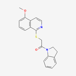 molecular formula C20H18N2O2S B2993100 1-(Indolin-1-yl)-2-((5-methoxyisoquinolin-1-yl)thio)ethanone CAS No. 1203354-76-0