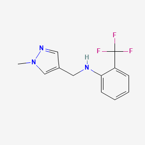 molecular formula C12H12F3N3 B2993108 N-[(1-甲基-1H-吡唑-4-基)甲基]-2-(三氟甲基)苯胺 CAS No. 1006466-09-6